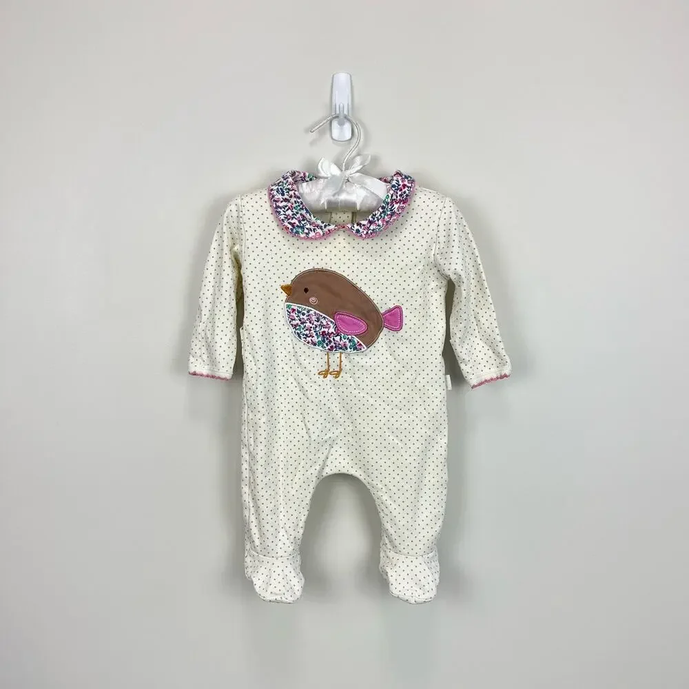JoJo Maman Bebe Ditsy Floral Bird Footie 0-3 Months